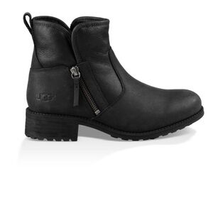 UGG Lavelle Ankle Leather Boots, Black, Size 8